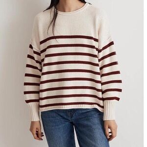 Madewell Cream and Red Striped Sweater